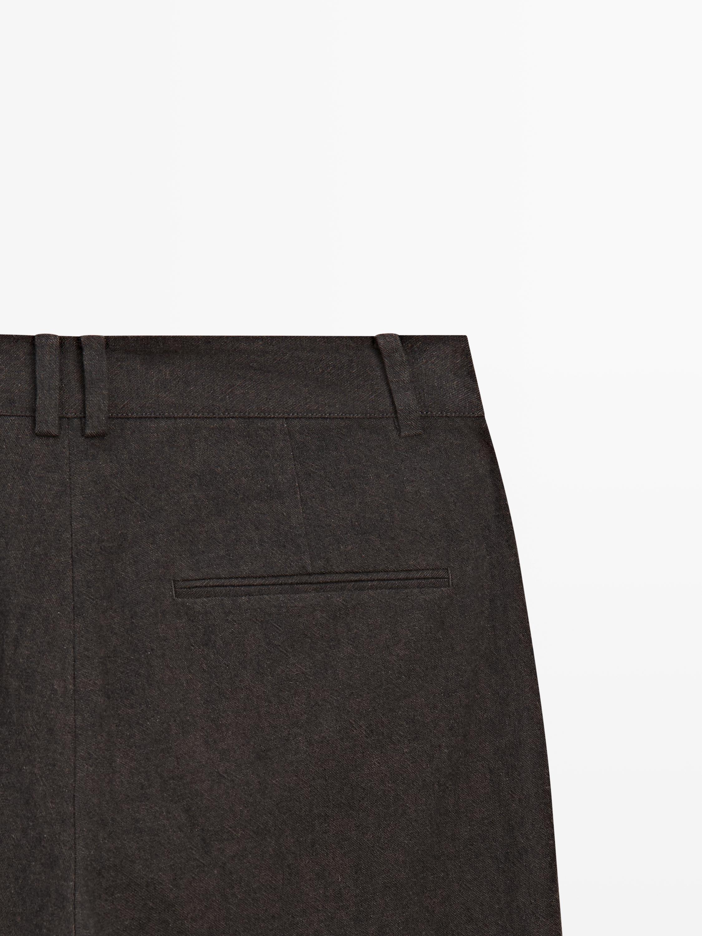 Slim fit linen blend trousers